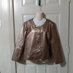 Rose gold lame faux leather jacket